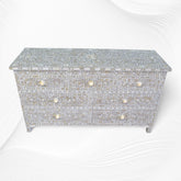 Dove Grey Mother Of Pearl Inlay Chest Of 7 Drawers Large 1